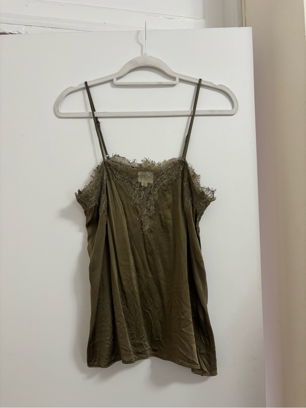 Cami NYC Olive Green Lace-Trim Silk Camisole - Picture 2 of 5